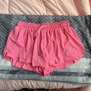 LUOGONGZI Women's 2-in-1 Flowy Running Shorts with Pockets Pink